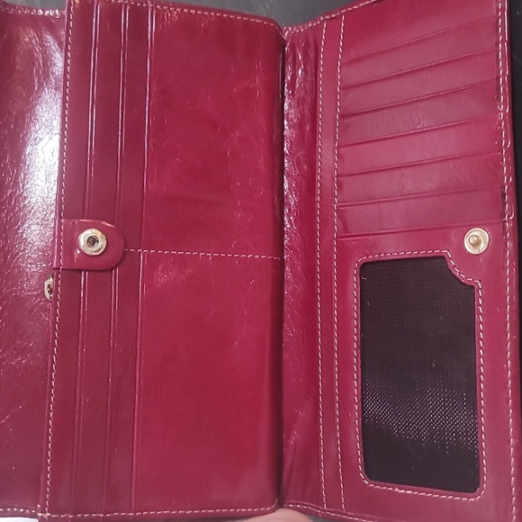 lh sairerlong red leather trifold wallet contrast wallet - Picture 2 of 6